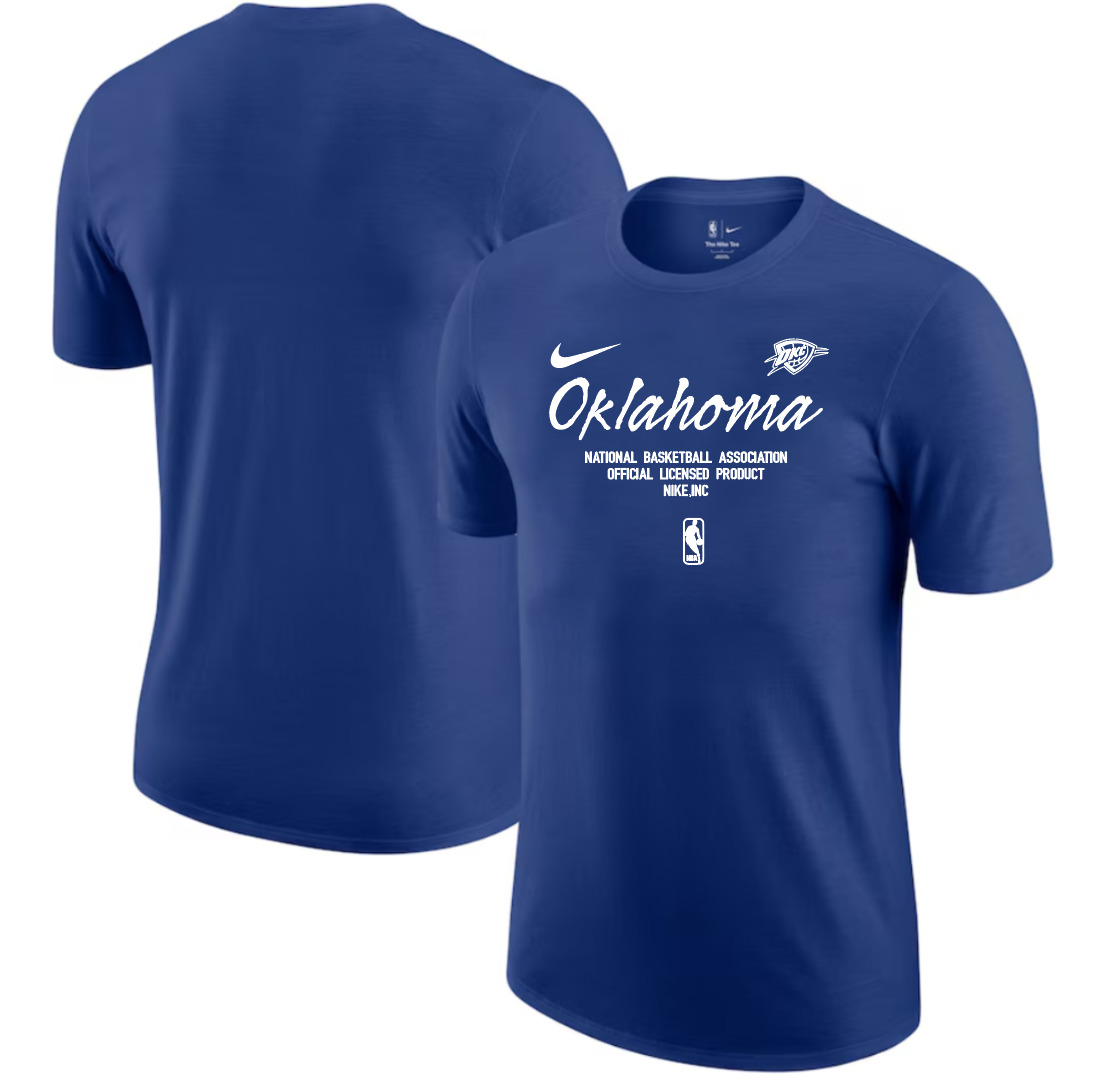 Men 2025 NBA Oklahoma City Thunder Blue Nike T shirts style 3->nba t-shirts->Sports Accessory